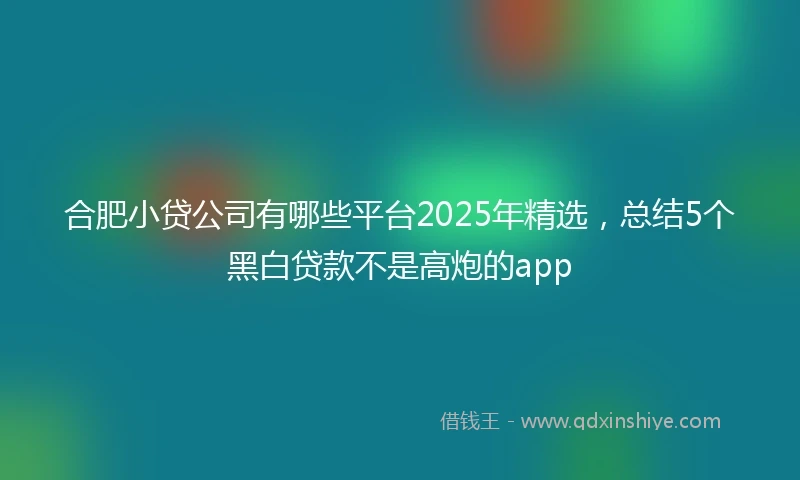 合肥小贷公司有哪些平台2025年精选，总结5个黑白贷款不是高炮的app