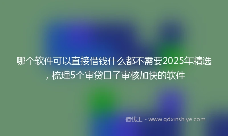 哪个软件可以直接借钱什么都不需要2025年精选，梳理5个审贷口子审核加快的软件