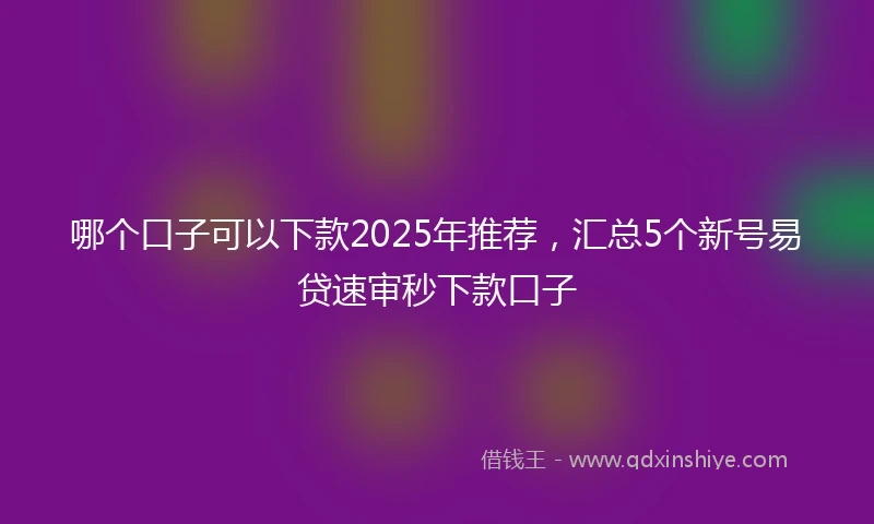 哪个口子可以下款2025年推荐，汇总5个新号易贷速审秒下款口子