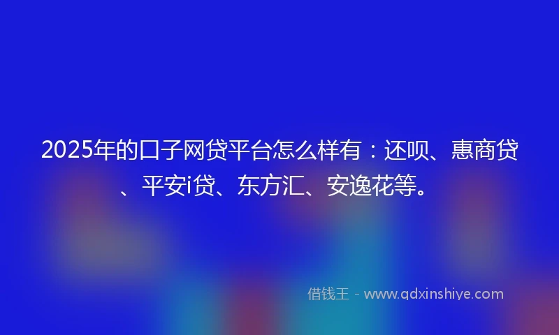 2025年的口子网贷平台怎么样有：还呗、惠商贷、平安i贷、东方汇、安逸花等。