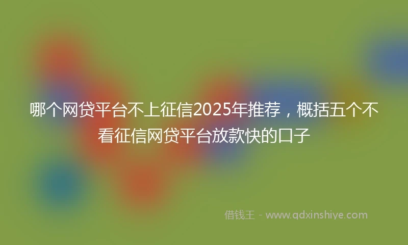 哪个网贷平台不上征信2025年推荐，概括五个不看征信网贷平台放款快的口子