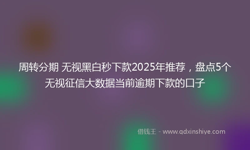 周转分期 无视黑白秒下款2025年推荐，盘点5个无视征信大数据当前逾期下款的口子