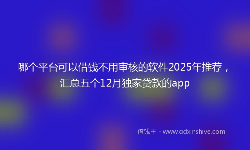 哪个平台可以借钱不用审核的软件2025年推荐，汇总五个12月独家贷款的app