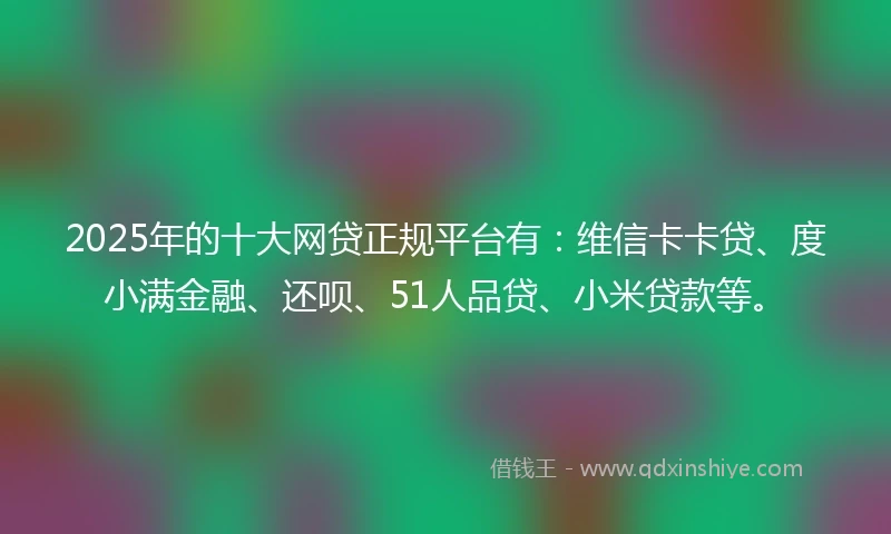 2025年的十大网贷正规平台有：维信卡卡贷、度小满金融、还呗、51人品贷、小米贷款等。