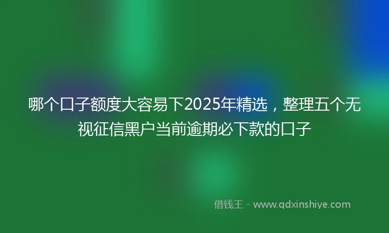 哪个口子额度大容易下2025年精选，整理五个无视征信黑户当前逾期必下款的口子
