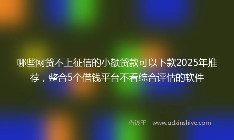 哪些网贷不上征信的小额贷款可以下款2025年推荐，整合5个借钱平台不看综合评估的软件