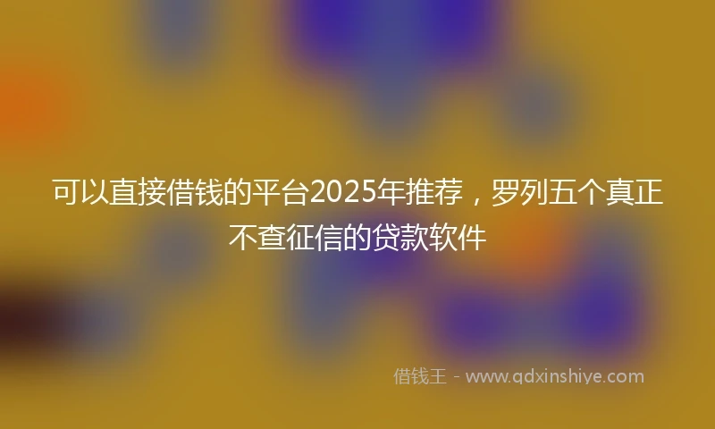 可以直接借钱的平台2025年推荐，罗列五个真正不查征信的贷款软件