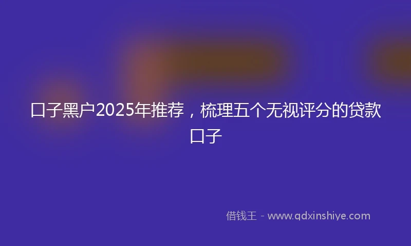 口子黑户2025年推荐，梳理五个无视评分的贷款口子