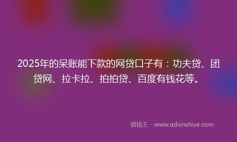 2025年的呆账能下款的网贷口子有：功夫贷、团贷网、拉卡拉、拍拍贷、百度有钱花等。