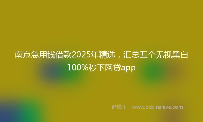 南京急用钱借款2025年精选，汇总五个无视黑白100%秒下网贷app