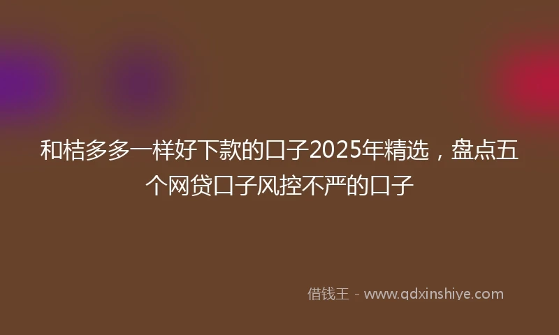 和桔多多一样好下款的口子2025年精选，盘点五个网贷口子风控不严的口子