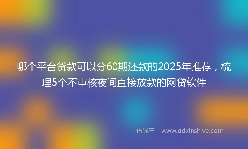 哪个平台贷款可以分60期还款的2025年推荐，梳理5个不审核夜间直接放款的网贷软件