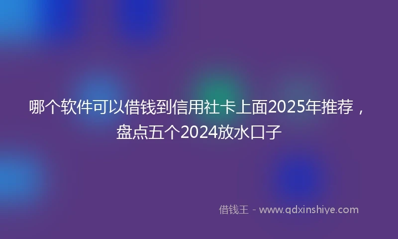哪个软件可以借钱到信用社卡上面2025年推荐，盘点五个2024放水口子