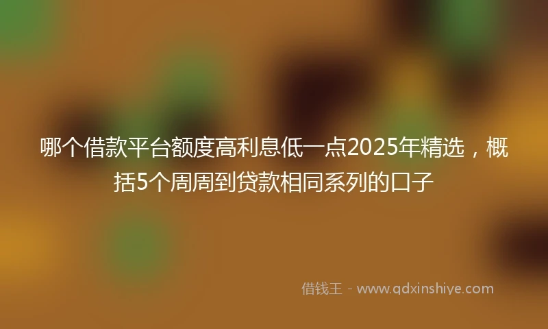 哪个借款平台额度高利息低一点2025年精选，概括5个周周到贷款相同系列的口子