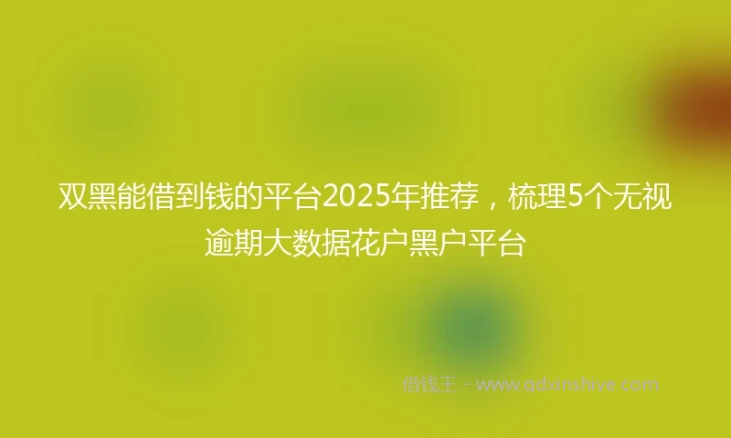 双黑能借到钱的平台2025年推荐，梳理5个无视逾期大数据花户黑户平台