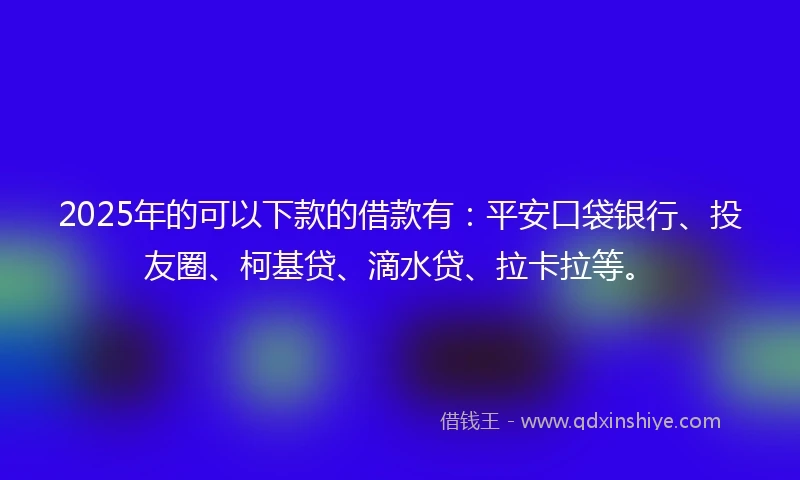2025年的可以下款的借款有：平安口袋银行、投友圈、柯基贷、滴水贷、拉卡拉等。