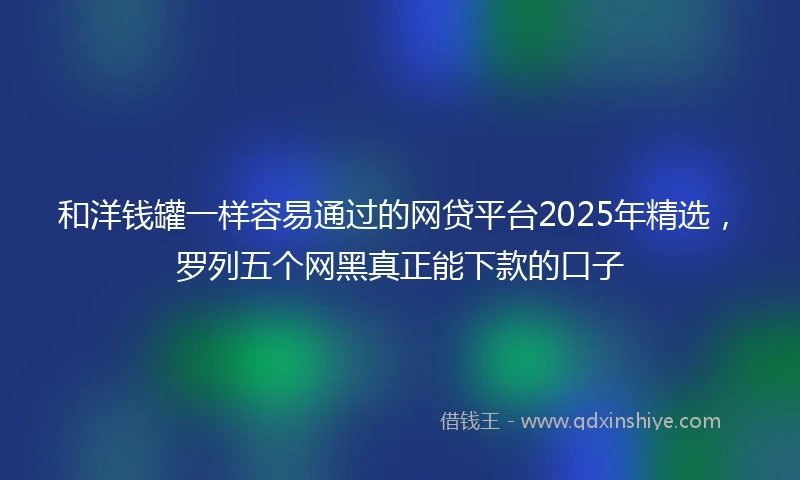和洋钱罐一样容易通过的网贷平台2025年精选，罗列五个网黑真正能下款的口子
