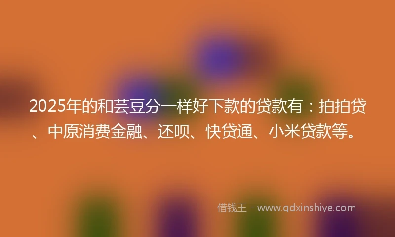 2025年的和芸豆分一样好下款的贷款有：拍拍贷、中原消费金融、还呗、快贷通、小米贷款等。