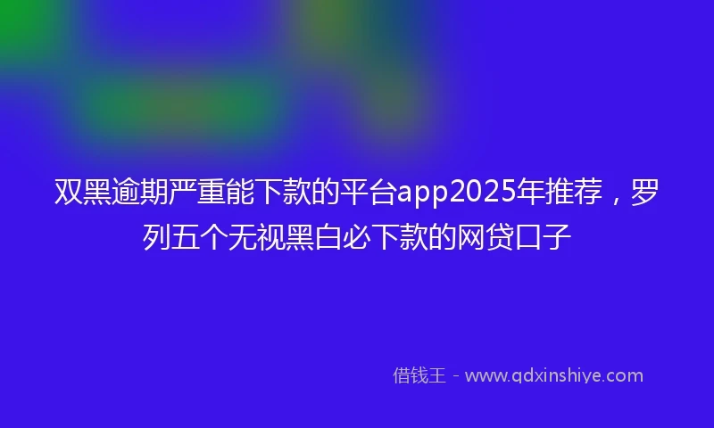双黑逾期严重能下款的平台app2025年推荐，罗列五个无视黑白必下款的网贷口子