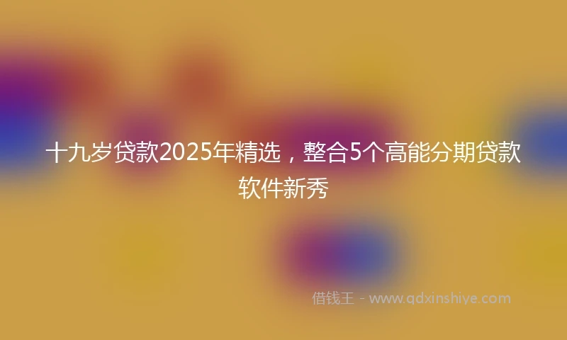十九岁贷款2025年精选，整合5个高能分期贷款软件新秀