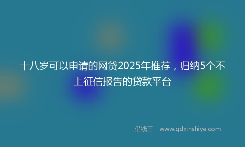 十八岁可以申请的网贷2025年推荐，归纳5个不上征信报告的贷款平台