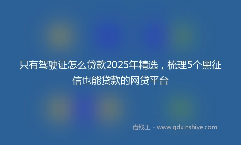 只有驾驶证怎么贷款2025年精选，梳理5个黑征信也能贷款的网贷平台
