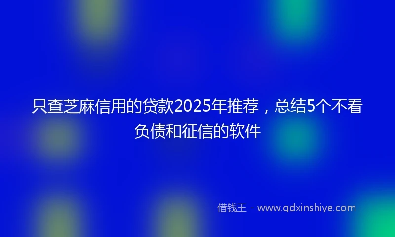 只查芝麻信用的贷款2025年推荐，总结5个不看负债和征信的软件