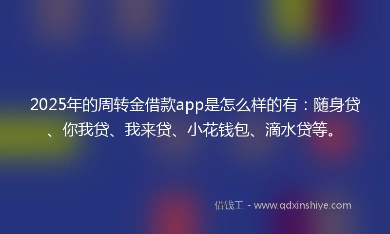 2025年的周转金借款app是怎么样的有：随身贷、你我贷、我来贷、小花钱包、滴水贷等。