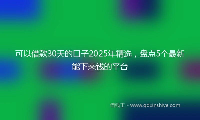 可以借款30天的口子2025年精选，盘点5个最新能下来钱的平台