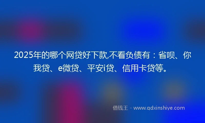 2025年的哪个网贷好下款,不看负债有：省呗、你我贷、e微贷、平安i贷、信用卡贷等。