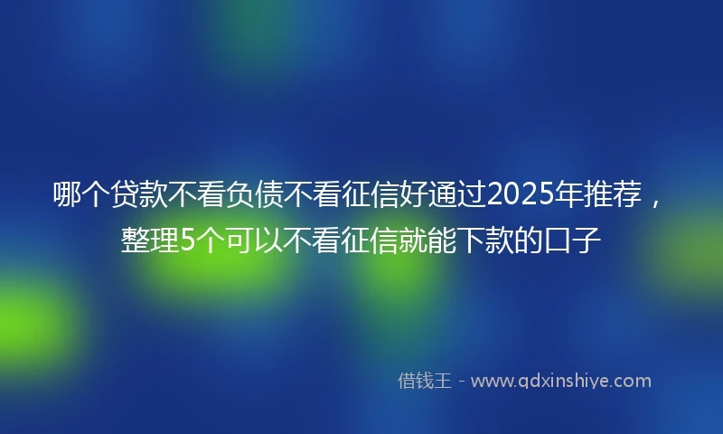 哪个贷款不看负债不看征信好通过2025年推荐，整理5个可以不看征信就能下款的口子