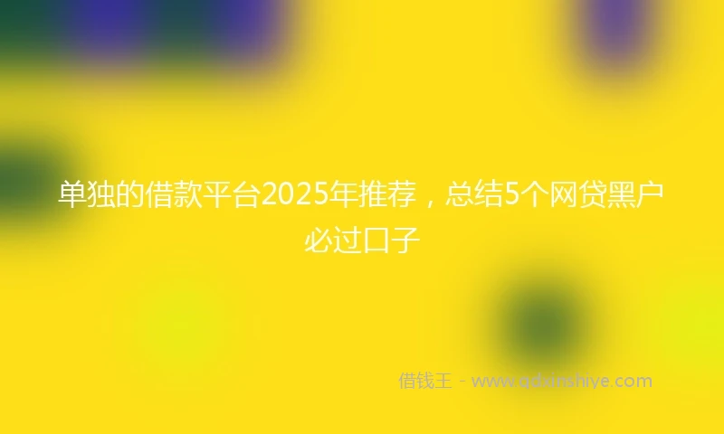 单独的借款平台2025年推荐，总结5个网贷黑户必过口子