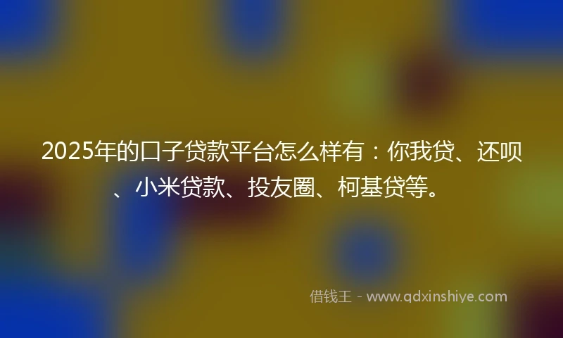 2025年的口子贷款平台怎么样有：你我贷、还呗、小米贷款、投友圈、柯基贷等。