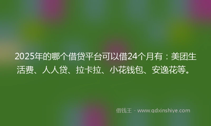 2025年的哪个借贷平台可以借24个月有:美团生活费、人人贷、拉卡拉、小花钱包、安逸花等。