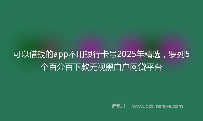 可以借钱的app不用银行卡号2025年精选，罗列5个百分百下款无视黑白户网贷平台