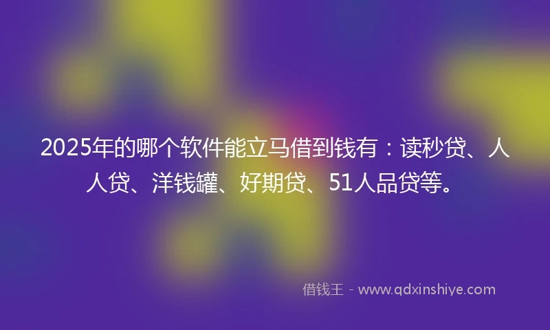 2025年的哪个软件能立马借到钱有：读秒贷、人人贷、洋钱罐、好期贷、51人品贷等。