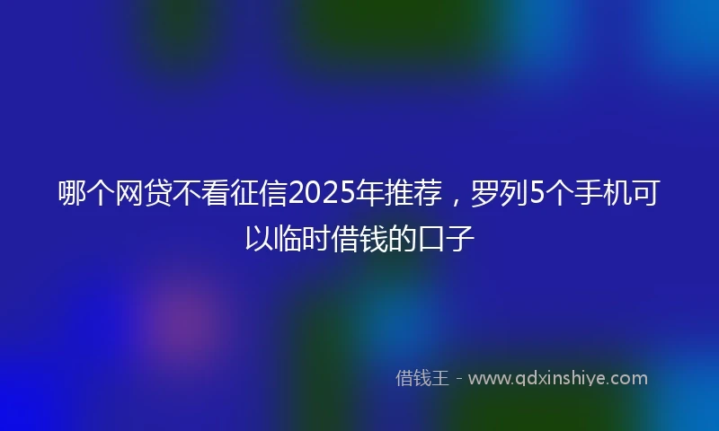 哪个网贷不看征信2025年推荐，罗列5个手机可以临时借钱的口子