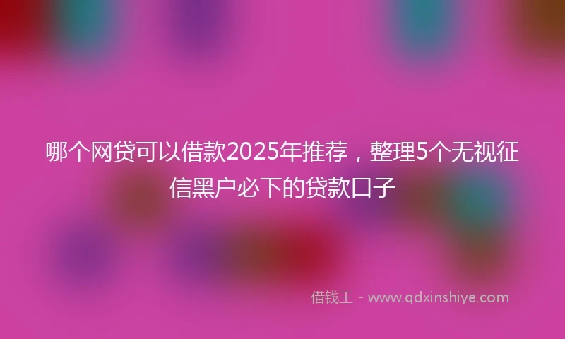 哪个网贷可以借款2025年推荐，整理5个无视征信黑户必下的贷款口子