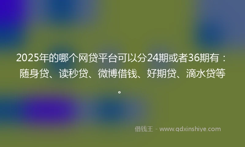 2025年的哪个网贷平台可以分24期或者36期有：随身贷、读秒贷、微博借钱、好期贷、滴水贷等。