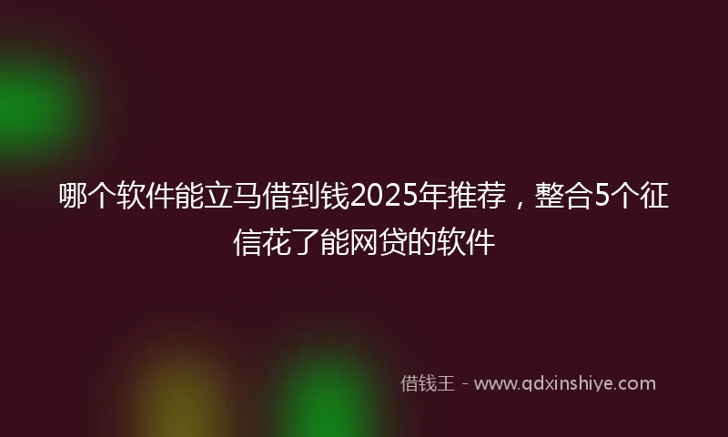 哪个软件能立马借到钱2025年推荐，整合5个征信花了能网贷的软件