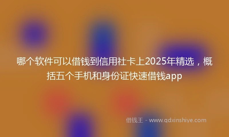 哪个软件可以借钱到信用社卡上2025年精选，概括五个手机和身份证快速借钱app