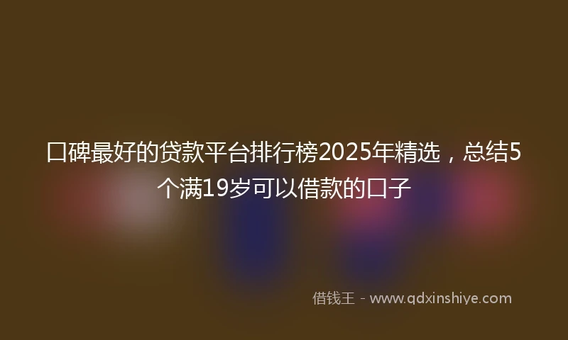 口碑最好的贷款平台排行榜2025年精选，总结5个满19岁可以借款的口子