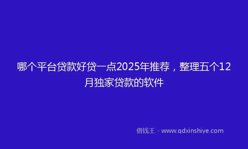 哪个平台贷款好贷一点2025年推荐，整理五个12月独家贷款的软件