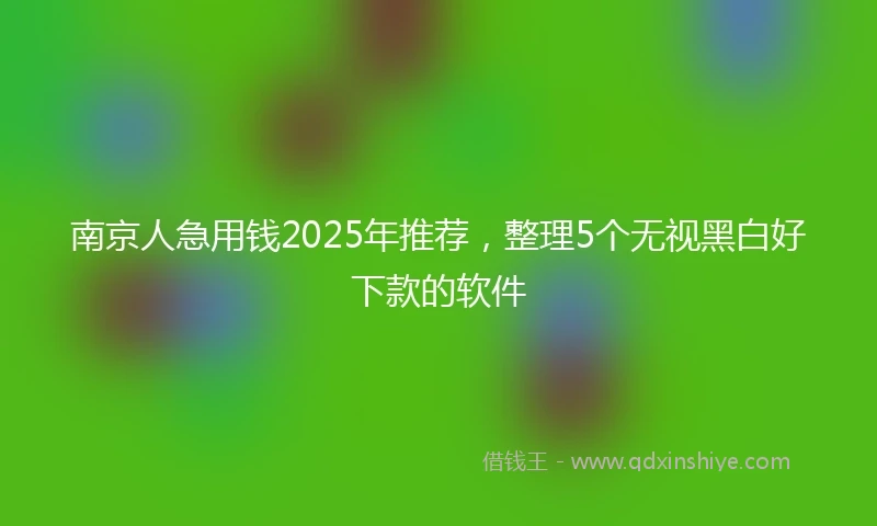 南京人急用钱2025年推荐，整理5个无视黑白好下款的软件