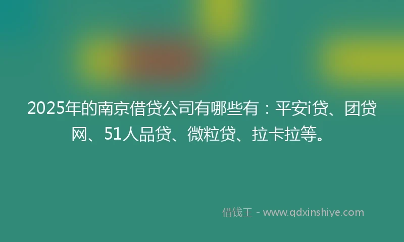 2025年的南京借贷公司有哪些有：平安i贷、团贷网、51人品贷、微粒贷、拉卡拉等。