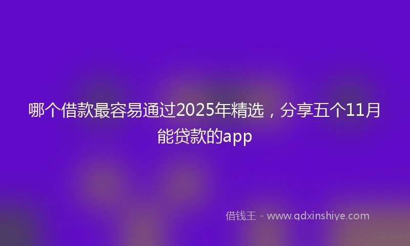 哪个借款最容易通过2025年精选，分享五个11月能贷款的app