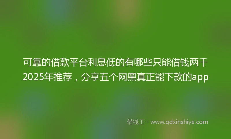 可靠的借款平台利息低的有哪些只能借钱两千2025年推荐，分享五个网黑真正能下款的app