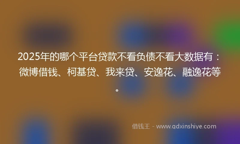 2025年的哪个平台贷款不看负债不看大数据有：微博借钱、柯基贷、我来贷、安逸花、融逸花等。
