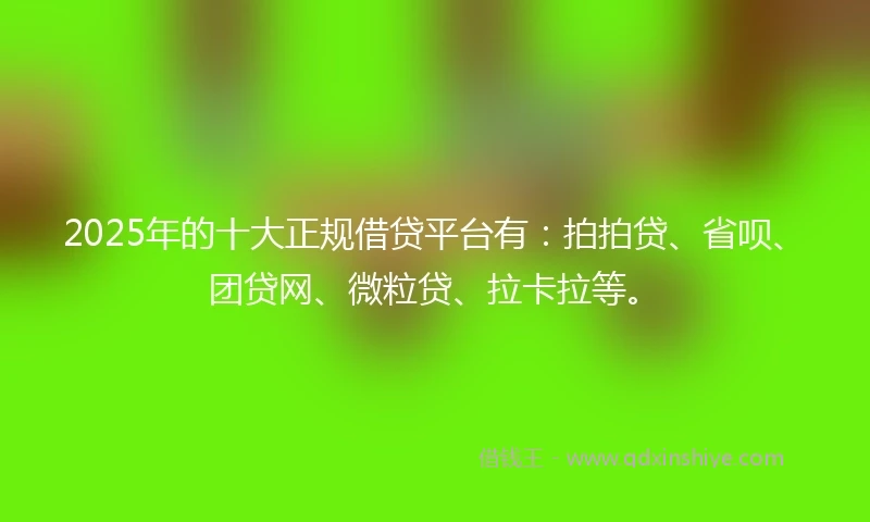 2025年的十大正规借贷平台有：拍拍贷、省呗、团贷网、微粒贷、拉卡拉等。