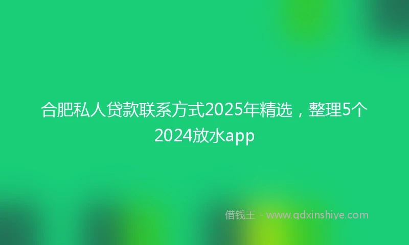 合肥私人贷款联系方式2025年精选，整理5个2024放水app